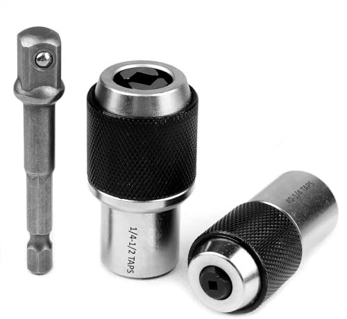 3-teiliges Gewindebohrer-Set, Gewindebohrer mit einem 0,95 cm Stecknuss-Adapter, verstellbares Gewindebohrer-Werkzeug, geeignet für Wasserhähne, Reibahlen, Schraubenausdreher