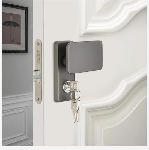 Serrure de porte coulissante extérieure en bois, 1 pièce, Portable, maison, chambre à coucher, hôtel, poignée de serrure de porte silencieuse for la sécurité intérieure de la maison(GREY_40-45MM)