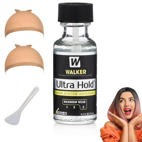 Bold Hold Lace Front Wig Glue - Waterproof, Latex-Free & Oil-Resistant (15ml) - Comes with 2 Hair Nets and 1 Glue Application Tool