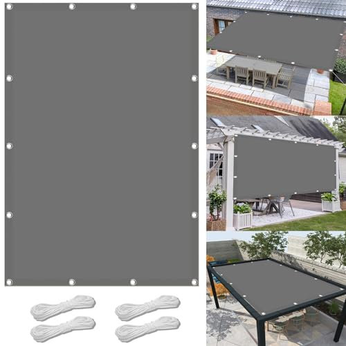 Tenda da Sole Rettangolare 170 x 230 cm Impermeabile, Protezione Antivento 98% Anti UV Parasole Tenda Parasole Telo Ombreggiante per Esterno Terrazza Giardino, Grigio Chiaro