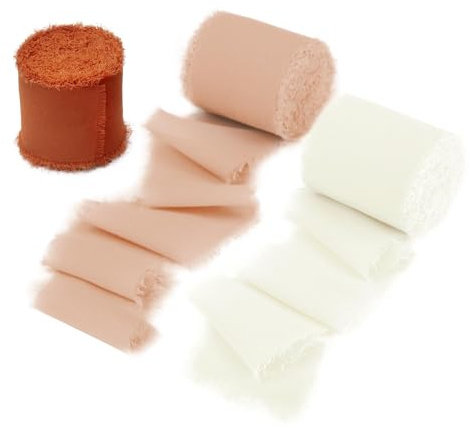 SHUOHONG 3 Rollen Schleifenband, 40mm Breit Geschenkband Breit, Geschenkbänder Chiffon Terrakotta, Geschenkband Hochzeit, Dekoband für Geschenkverpackung, Kunsthandwerk, Haarschleifen, Blumenstrauß