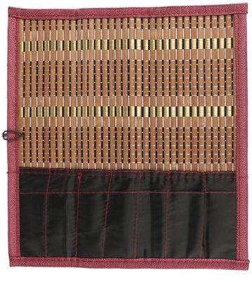 ZONADAH Bolsa enrollable de bambú para pinceles de pintura, 76,2 x 66,6 cm, estuche para lápices, cortina, soporte para pinceles, protector de rodillo para pinceles de caligrafía, bolsa de bambú para