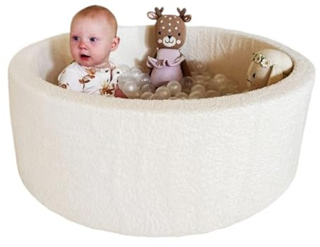 HB.YE Foam Ball Pit for Toddlers and Babies- 35.5 in Soft Foam Baby Ball Pit Kids Playpen - Durable Ball Pit for Children's Room Decor Boys Girls Pets -Balls NOT Included (White)
