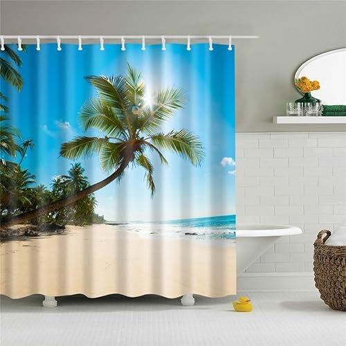 Duschvorhang Beige Grün Blau Duschvorhang Stoff Polyester Shower Curtains Anti Schimmel Badevorhang Waschbar Duschvorhang 240x200 Wasserdicht Duschvorhänge mit 12 Duschvorhangringen