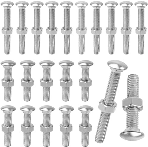 Tornillo Pernos Cabeza Tuercas Inoxidable - 20 Piezas M6x50mm/ M8x40mm Tornillos hexagonales 304 Acero Inoxidable/Tornillos Cabeza Plana con Tuercas de Brida para Maquinaria Industrial Decoración