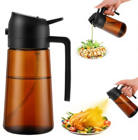 Aovdy Spruzzatore per olio d'oliva, dispenser per olio da cucina, 470 ml, per cucina, insalata, barbecue (marrone scuro)