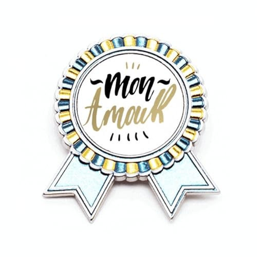 Mon Amour My Love Brosche mit Zitat und Anstecknadel, Gewinner Award Medaille, M, Metall