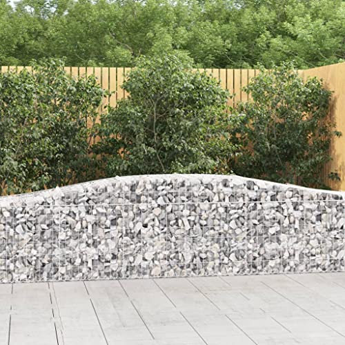 OHOOWOO Cesti Gabbioni ad Arco 5 pz 400x50x60/80 cm Ferro Zincato,Cestoni Gabbia Gabbione Decorativi Antivento e Antipioggia Muro Contenimento Giardino Vasi e accessori per piante