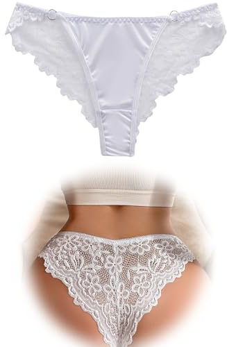FULLLJOYLOVE Lace Thongs for Women Plus Size Knickers Ladies Lace Underwear Sexy Stretchy Hollow Panties