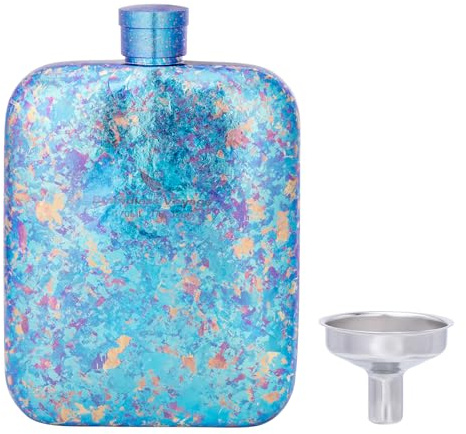 Boundless Voyage Flasque en titane avec entonnoir de 170 ml pour whisky, vodka, alcool et drapeau pour homme Ti3263D Violet