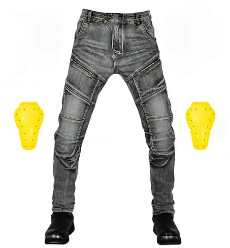 GEBIN Pantaloni da moto da uomo, in fibra aramidica, con protezioni, adatti per l'inverno e l'estate, traspiranti e resistenti