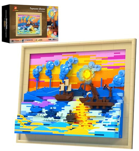 JMBricklayer Art Impression Sunrise Construction Kit LED avec 1514 Pièces, Tableau 3D à Assembler 70016, Décoration Bureau et Salon, Activité Créative Adultes et Adolescents