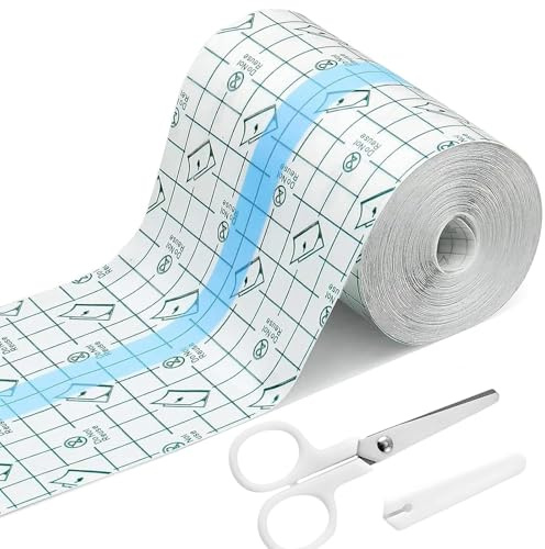 ElevaPulse Duschpflaster wasserfest 15cm x 10m Rolle, Tattoo Folie mit Schere - Transparenter Folienverband für Wundschutz, Second Skin Anwendung