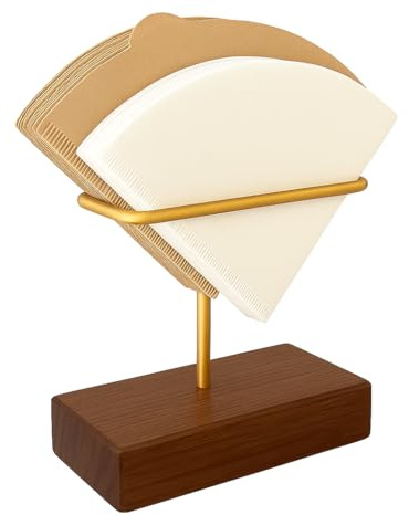 FRAINEL Walnut Wood Coffee Filter Holder, Cone Filter Paper Stand, Coffee Paper Storage Container for Counter, Bar Accessory, Table Decor | Compatible with V60#01#02