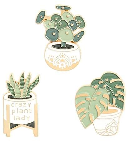 HORIALENCE Broche Pins Fleur en Alliage Décorative pour Femmes, Set de 3 Pièces Plantes Succulentes en Pot, Accessoire Vestimentaire Chic pour Toutes Occasions