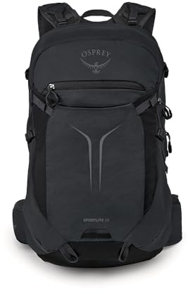 Osprey Sportlite Wanderrucksack, 25L, Raven Black | Tagesrucksack, Reise-Tagesrucksack, Campingrucksack, Schwarz, OS-Größe