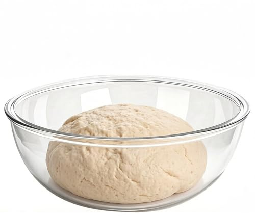 Grand bol à mélanger en verre transparent de 6,5 litres pour cuisine, salade, pain, lave-vaisselle, congélateur