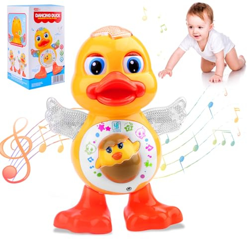 Tanzendes Entenspielzeug mit Musik und Lichtern, Ente Spielzeug, Spielzeug Entes, Ente Musik Kinderspielzeug, Krabbelspielzeug Baby, Tummy Time Toys für 1 2 3 Jahre Kinder,Babyspielzeug ab 6 monate