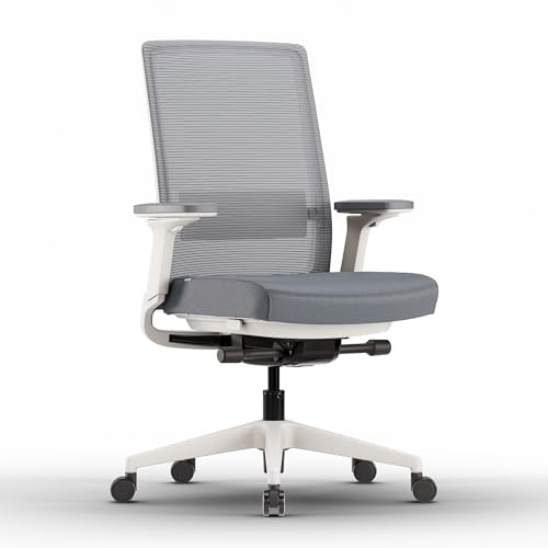 ofinto Active Bürostuhl Weiß TESTSIEGER | Ergonomischer Schreibtischstuhl mit Synchronmechanik & adaptiver Lordosenstütze | Vollständig anpassbarer Office Chair für perfekte Sitzposition | Drehstuhl