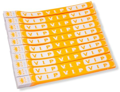 KEQAR 100 Stück VIP Einlassbänder, Event Armbänder, Partybänder, Wasserdicht, Eintrittsbänder zur Kontrolle und Sicherheit bei Veranstaltungen und Events, für Partys (19 x 255mm) (Orange)