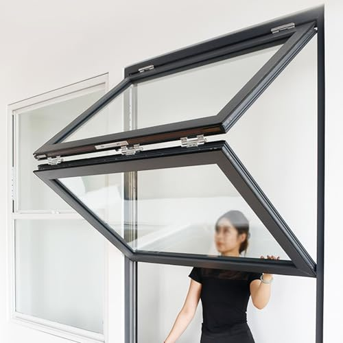 SEIFE Ventana de concesión con Marco de Aluminio, Ventana de Guillotina Doble, Ventana Enrollable, Ventanas corredizas Plegables, Ventanas para Casas móviles(Black-H*W,20x20in/51x51cm)