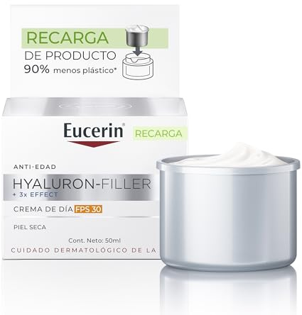 Eucerin Hyaluron Filler Crema Facial de Día, SPF30, Anti-Edad, con Ácido Hialurónico, para Piel Normal y Mixta, 50ml