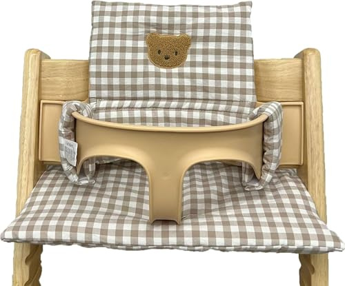 Hochstuhl Kissen für Stokke Tripp Trapp, Rutschfest Hochstuhl Sitzkissen Set, Bio Baumwolle Baby Sitzkissen, Verdickung Weiches Sitzkissen für Baby & Kids mit Klettverschluss, Hochstuhlzubehör (kaqi)