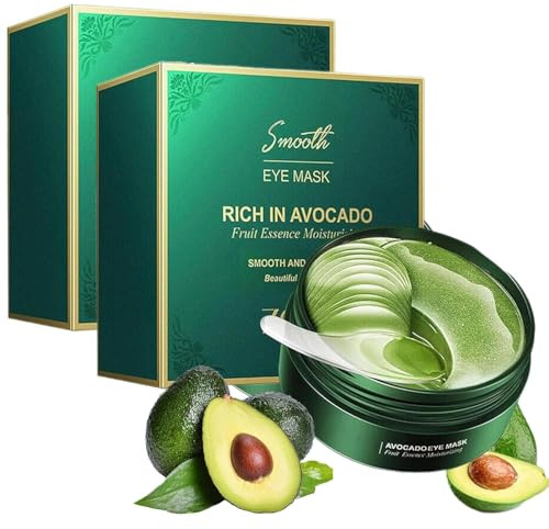 Mascarilla de Aguacate para Ojos con Colágeno y Té Verde: Combate las Ojeras y la Hinchazón, Suaviza las Líneas de Expresión y las Arrugas, Hidrata y Mejora la Piel Seca del Contorno de Ojos.