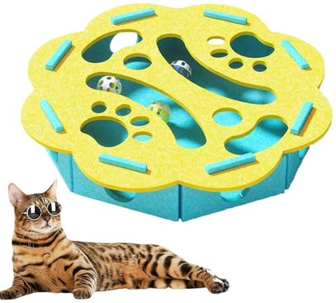 Ocastuted Katzen Puzzle Futterball | Interaktive Indoor Filz Labyrinth Box Für Katzen - Bereicherungsspiel Zur Förderung Von Bewegungstraining Für Kätzchen Bei Mahlzeiten Und Geburtstag,Für Zuhause