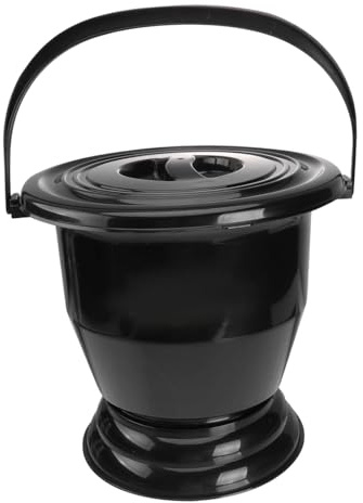 Milageto Crachoir avec couvercle Pot Urinoir Seau Toilette de nuit Bassin de lit portable Urinoir Pot pour adultes Aînés Enfant Femme Homme, Noir