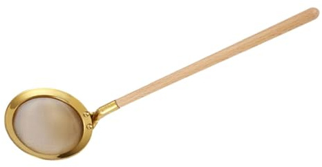 Mipcase Schiumarola in Acciaio con Manico in Legno Colino a Maglie Fini Multifunzionale Cucchiaio Schiumarola Piccolo per Cucina e Cottura Utensile per Filtrare Liquidi e Grassi