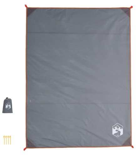 Tomostar Picknickdecke, Picknickdecke, wasserdicht, Stranddecke, mit Heringen, Grau und Orange, 205 x 155 cm