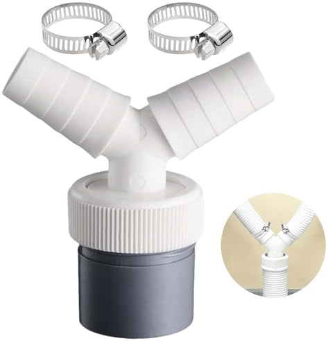 2Pcs Wastes Pipes Connector, Y Shape Waste Pipe, Washing Machine Wastes Splitter, Waste Pipe Splitter with Hose Clamp Drain Adaptor for Dishwasher Tumble Washing Machine, Tumble Dryer