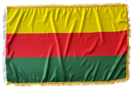 Premium Kurdistan Fahne mit goldenen Fransen, Kurdische Flagge, 150 cm x 90 cm, Rojava (60x90cm)