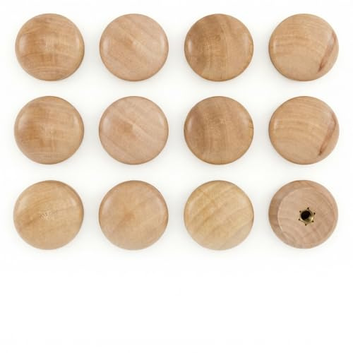 Xevtrak 12pcs Drawer Knobs, Wooden Door Knobs and Wooden Drawer Knobs with Mushroom Design, Solid Wood Cabinet Hardware and Furniture Pulls with Natural Wood Grain, Wooden Door Knobs for Cupboards