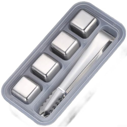 Cubos de hielo reutilizables de acero inoxidable 304 para whisky, cerveza y bebidas, piedras de metal de enfriamiento rápido sin dilución, negro (C)