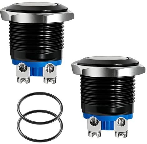 2 Pcs Pulsador Momentáneo 16mm Impermeable IP20,Interruptor 12V 220V AC 1A