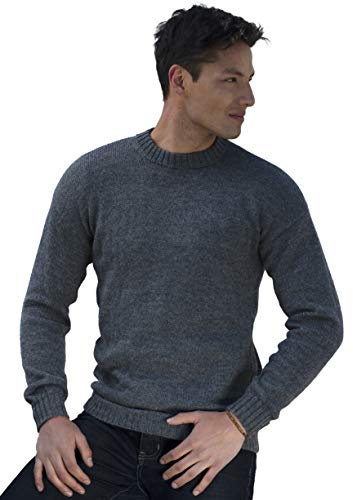 Gamboa Alpaca Maglione Uomo Elegante Manica Lunga Autunno Invernale Pullover Grigio