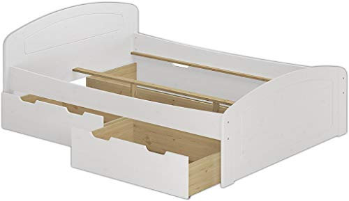 Erst-Holz®Ehebett Doppelbett Bettkasten 180x200 Seniorenbett Massivholz Vollholzbett Weiß 60.50-18 W oR
