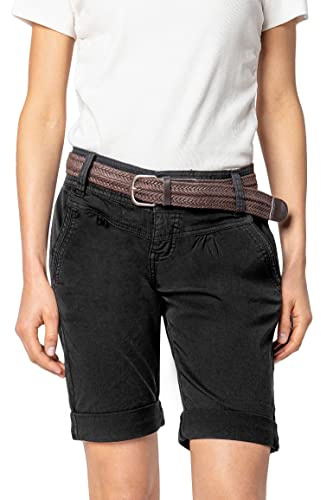 FRESH MADE Damen Bermuda-Shorts im Chino Style mit Gürtel Baumwoll Stretch Twill