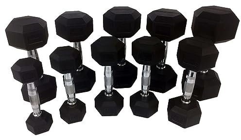 Tunturi Unisex vuxen hantel set gummi hantlar set 1-10 kg (10 par, 110 kg) - svart, 1