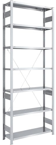 eurokraft | Steckregal | Bauart leicht | einseitig | HxBxT 3000 x 1000 x 400 mm | verzinkt | Grundregal