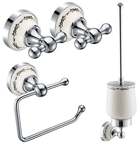 PaulGurkes Bad-Accessoires Set Nostalgie Retro Haken WC-Bürste WC-Papierhalter