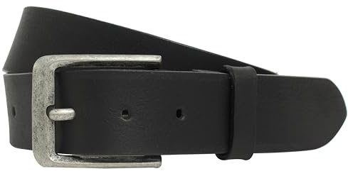 Gusti Ledergürtel Leder - Kellen schlichter Gürtel mit silberner Schnalle Anzug Accessoires Herren Schwarz