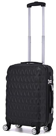 Hard Shell Cabin Carry On Suitcase 55 cm 2.5 kg 35 litres 4 Wheels with Built in 3 Digit Combination Lock, Approved for Ryanair, easyJet, British Airways & More (Black)