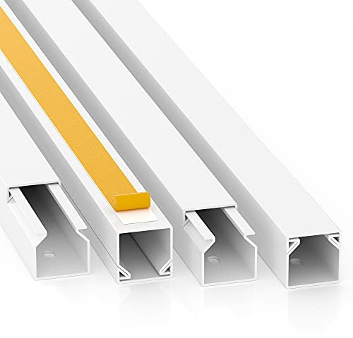 CILSON Kabelkanal 20 m | 20x 1 m Lang, 16x16 mm Breite x Höhe, Weiß, Selbstklebend, Wand- und Deckenkanal mit Bodenlochung, Kabelleiste, Kabelschutz, Schreibtisch