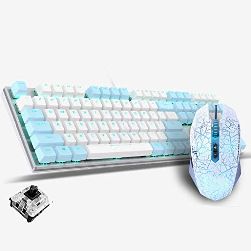 ARCH Clavier Gamer Clavier en Alliage De Jeu Mécanique Et Souris Combo avec Touches Multimédia Rétroéclairées Gaming Clavier Souris for Gamer Ordinateur Portable Clavier (Color : Blue-Black Shaft)