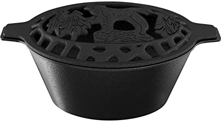 Fire Beauty Woodstove Steamer Stove Humidifier Cast Iron Lattice Top Rust Resistant 2.3 Quart Capacity (wolf)