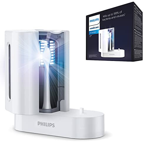Philips Sonicare Assainisseur de Têtes de Brosse UV, Compatible avec Toutes Les têtes de Brosse clipsables Adultes, Blanc (modèle HX6907/01)