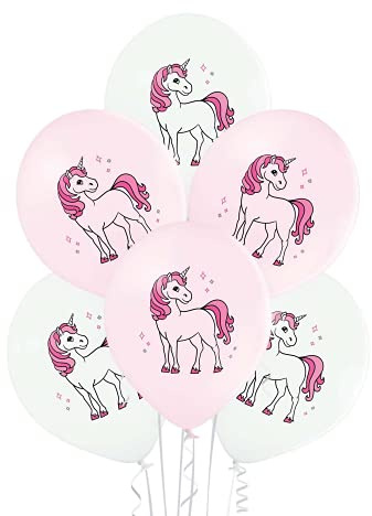 PARTY FACTORY Motivballons aus Latex, ø27cm, 25 Stück, bunte Farben - für Geburtstag, Hochzeit, Halloween, Silvester, Fußball; verschiedene Motive (Einhorn)